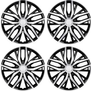 4 Pack Universal Hubcaps Replacement R17 17 inch, Steel Wheel Rim Cover for Most Auto, 17" 17 in Wheel Covers Hub Caps (Silver+Black Color, 17 inch)