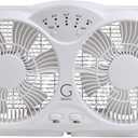 Genesis Twin Fan High Velocity Reversible AirFlow Fan, LED Indicator Lights Adjustable Thermostat & Max Cool Technology, ETL Certified, White (A1WINDOWFAN)