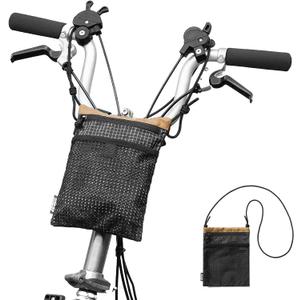 ROCKBROS Bike Handlebar Bag, 2-in-1 Lightweight Front Bag & Adjustable Shoulder Bag, Multi-Function Bicycle Bag for Folding Bikes, Scooters, Kids Bikes (Black), Small