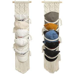 jontell Ball Cap Hanger-2 Pack-Boho Macrame Cap Holder Wall Hat Organizer for Baseball Cap Holder Over Door, Hat Rack for Wall, Cap Rack for Decoration and Display,