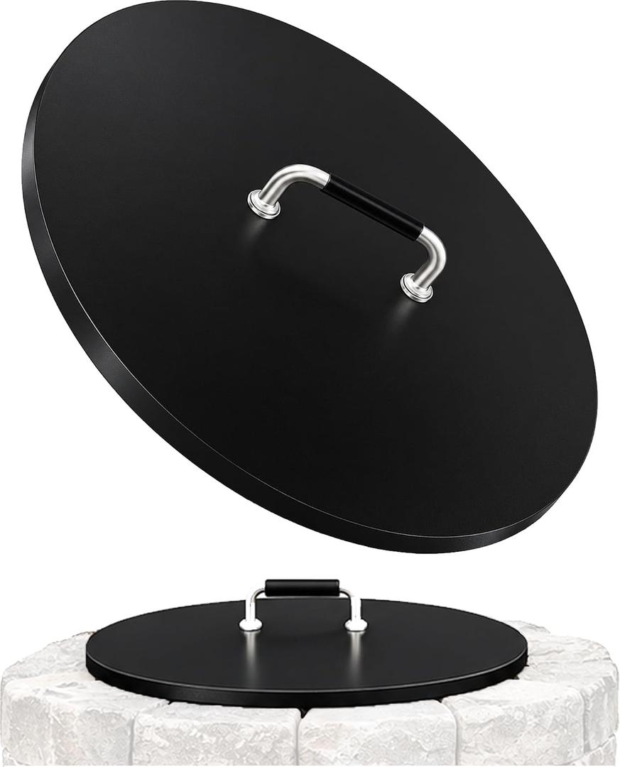 28 inch Fire Pit Round Metal Cover for Outdoor Built-in Stone Fire Pit