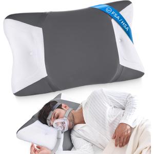 CPAP Pillow for Side Sleeping, HSA/FSA Sleep Apnea Pillow for All CPAP Masks Users to Reduce Air Leaks, Masks Pressure, Memory Foam with Cooling & Breathable Pillowcase for Side Back Sleeper (Dark Gray)