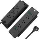 HHSOET 14 in 1 Fast Charging Recessed Power Strip, 45W Furniture Power Outlet USB C, Flush Mount Surge Protection with 6 AC Plugs, 4 USB-A and 4 USB-C, 6ft Power Cord. (Black)