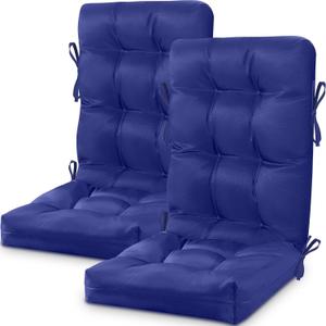 2 Set High Back Rocking Chair Cushions Large Anti Slip Chair Pads 43"x19"x3" Indoor Outdoor with Ties Waterproof Fade Resistant Lounger Chair Cushions for Rocker(Navy Blue)