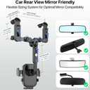 SOOPII Rearview Mirror Phone Holder for Car, 360 Rotating and Retractable Rear View Mirror Phone Mount with Adjustable Length, Universal Car Phone Holder for 4-7 Inch Cell Phones (Detachable)