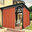 BONZER Outdoor Waterproof Curtains for Patio Wide Grommet Sunlight Blocking Outside Curtains for Gazebo, Porch, Pergola, Pavilion, 1 Panel, 110W x 120L inch, Mecca Orange