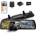 Lingdu  " Mirror Dash Cam, 4K UHD Front and 2.5K Rear View Dash Camera for Car, with ADAS BSD LCA Smart Mode, GPS, G-Sensor, Loop Recording, Parking Monitor, Voice Control, 5.8GHz WiFi