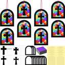 Chiisong 24 Sets Religious Cross Crafts Sunday School Crafts Tissue Paper Kit VBS DIY Art Christian Kit Resurrection Church Art Ornaments Jesus Sunday School Gifts(Classic Color)