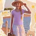 Oakgarden Girl's T-Shirts Summer Tops Teen Cap Sleeve Shirts Kids Scoop Neck Fitted Cute Casual Basic Tees 5-14 Y