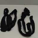 MANZI Faux Thigh High Tights Mock Suspender Pantyhose Striped Goth Fishnets Pack of 2 (One Size, Black-striped/Grid)