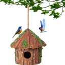 Premium Wooden Bird House, Cedarwood Hanging Birdhouse with Predator Guard, Nesting Box for Wild Bird Viewing, Indoor Decorative or Outdoor Functional Use, Ideal for Birdwatchers, Small (Cedar Wood)