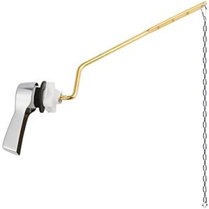 Hibbent Universal Metal Side Mount Toilet Handle Replacement Kit, Brass Toilet Flush Tank Lever with Stainless Steel Flapper Chains for Most Toilets, Chrome Finish without a chain