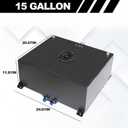 15 Gallon 60L Fuel Cell Polished with Cap/Level Sender/12FT Oil Feed Line Black