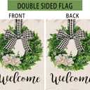 Hexagram Summer Welcome House Flag 28x40 Inch Double Sided Outside, Vertical Burlap Yard Flags for Outside Buffalo Plaid Bow Porch Summer Spring Outdoor Decor, Large Garden Flags