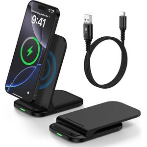 Foldable Wireless Charger Samsung Wireless Charging Station for Galaxy S26 S25 Edge S25 Ultra Plus S24 S23 S22 S21 S20 S10,15W Android Dock Charger Phone Charging Stand for Google Pixel 10 9 8