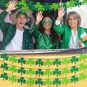 St Patricks Day Decorations - 4PCS Shamrock Garland Banner for Irish Party Supplies, DIY Clover Hanging Banners for Home Mantel Wall Decor, 8.2ft Long, Green & Light Green Felt