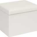 B FSOBEIIALEO Folding Storage Ottoman Cube Faux Leather Ottomans for Living Room, Bedroom, Home Office, Dorm Storage Footrest White 16.5"x12.6"x12.6"
