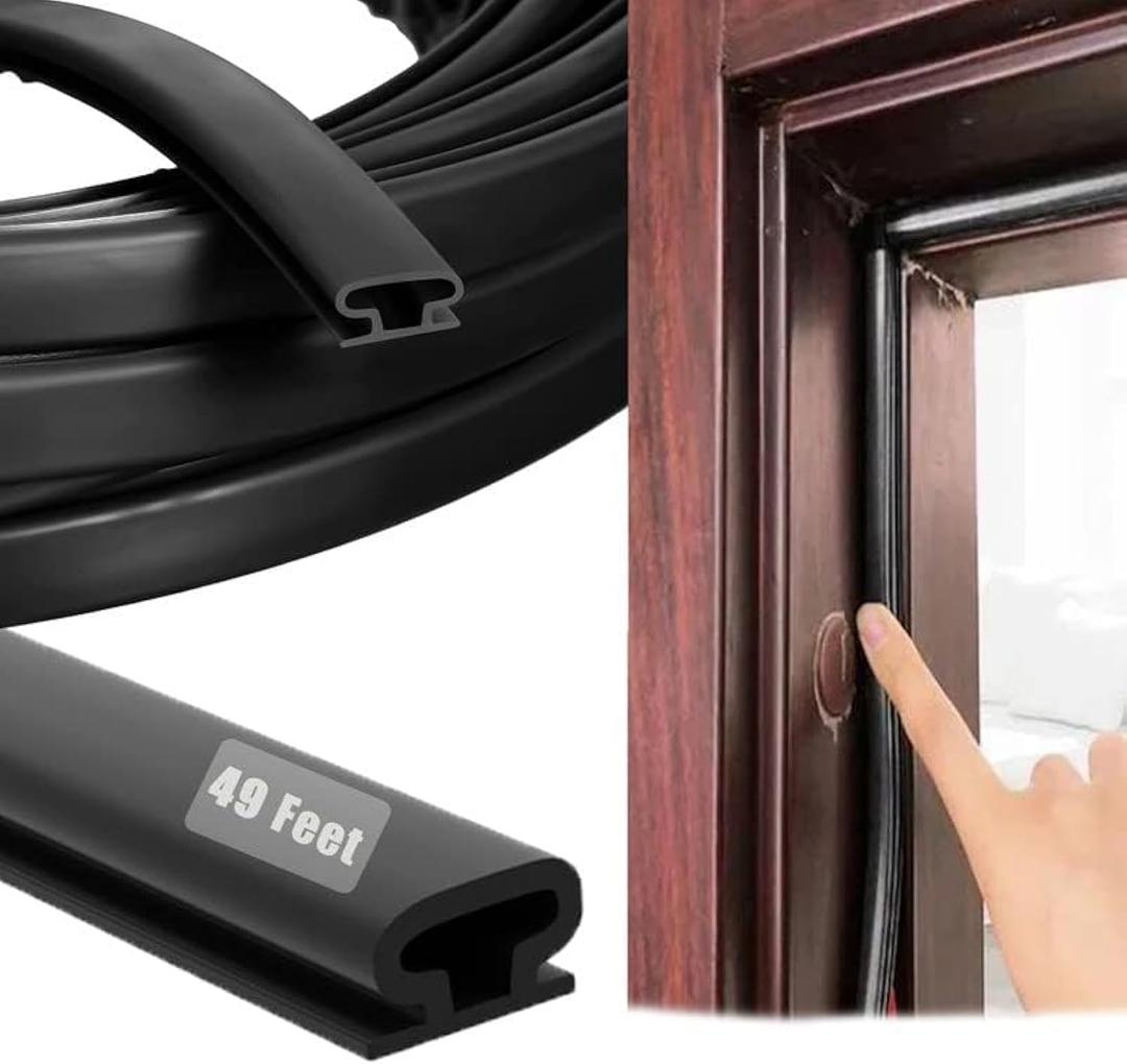Rubber Weather Stripping Door Seal Strip, SelfAdhesive Door Weather Stripping Strip, Soundproof D Shape Waterproof Weatherstripping for Door Frame Windows Insulation (23ft,Black)