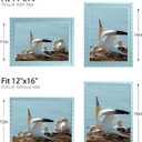 12x16 Picture Frame with Mat for 11x14, Wavy Edge Wooden Real Glass Photo Frame for Wall Hanging, Blue, 1 Pack