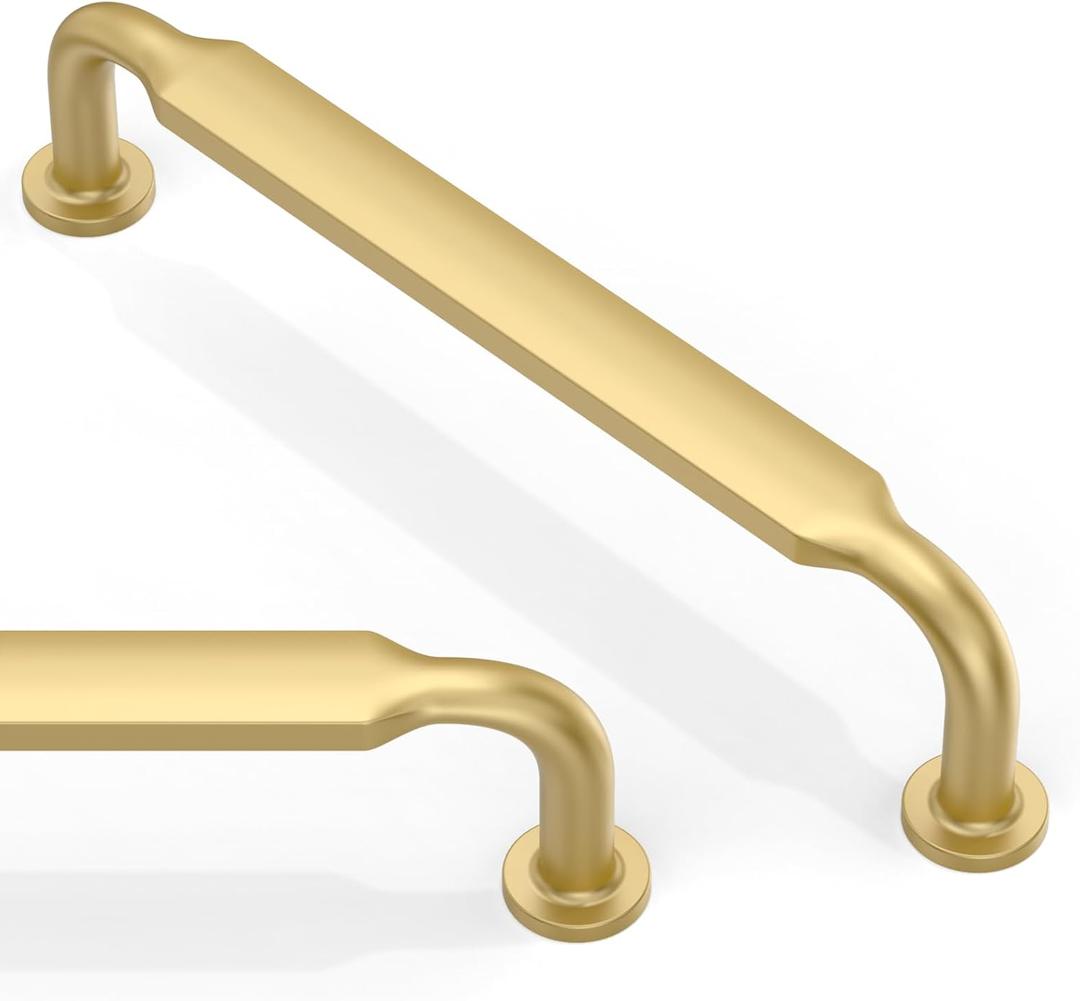 10 Pack Brushed Gold Cabinet Pulls 5 Inch(128mm) Kitchen Cabinet Handles Solid Zinc Alloy Cabinet Hardware Drawer Pulls (5" Hole Center)