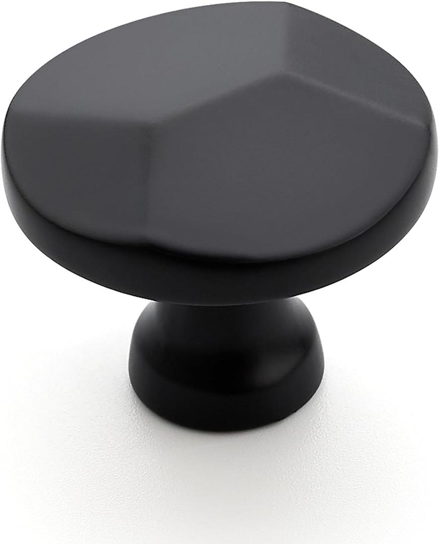 Ravinte 25 Pack Matte Black Round Cabinet Hardware Knobs, Solid Zinc Alloy Single Hole Drawer Pulls Dresser Knobs for Kitchen, Bathroom Furniture