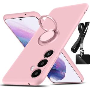 for Galaxy A54 5G Case, with 360Rotatable Ring Holder Kickstand & Strap Lanyard Premium Liquid Silicone Slim Shockproof Protective Case for Galaxy A54 5G, Pink 2.162