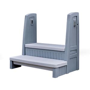 Step2 Hot Tub Storage Steps with Handrails, 2-Step Stool, Waterproof Stairs for Outdoor/Indoor Pool or Jacuzzi, Made of Durable Plastic, Gray