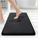 Smiry Memory Foam Bath Mat 24x16, Extra Soft and Absorbent Bathroom Mats, Non Slip Washable Carpet for Floor, Shower and Tub, Black