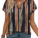 WIHOLL Womens Summer Tops 2026 Cap Short Sleeve Shirts V Neck Tshirts Spring Blouses Beach Vacation Clothes (X-Large)