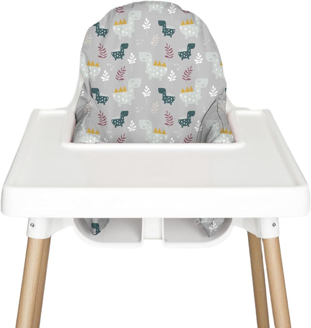 Nibble and Rest Highchair Insert Cover, Compatible for IKEA Antilop Highchair, High Chair Accessories Stain-Proof and Wipeable Insert Cover (Cushion NOT Included)(Dino Grey)