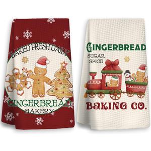 Gingerbread Kitchen Towels Set of 2, Christmas Decors for Home,Christmas Dish Towels for Kitchen Hand Towels for Bathroom,Gifts for Women,Housewarming Gifts 1624 Inches