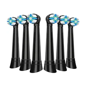 6 Pack IO Replacement Brush Heads Compatible with Oral B iO 2/3/4/5/6/7/8/9/10/Deep Clean Series Electric Toothbrushes, MediumHard Bristles IO Toothbrush Head Compatible with Oral B (Black)