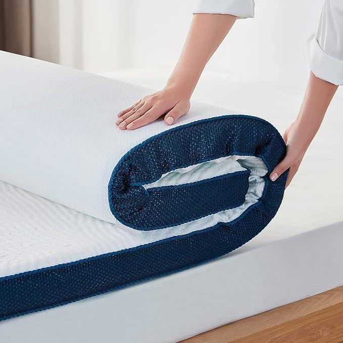 4.5 Inch Queen Memory Foam Mattress Topper, Mattress Pad Cover for Hard Bed, Soft Fluffy & Pressure Relief