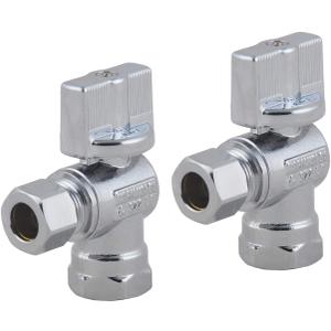 LD Valve- 1/4 Turn Angle Stop Valve 3/8-in FIP Iron Pipe x 3/8-in OD Compression,Quarter Turn LF Chrome Plated Brass Water Shut Off Angle Valve for Faucet or Toilet Installation(2-Pack)
