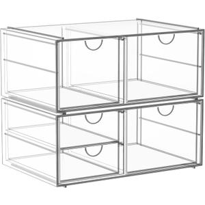 Arcylic Makeup Organzier with 5 Drawers, Clear Stackable Storage Drawers, Bathroom Countert Organizer,Plastic Storage Bins For Vanity, Cabinets, Pantry, Home Organization and Storage