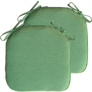 Outdoor Non Slip Chair Pad, Bistro U-Shaped Dining Chair Seat Cushions with Ties, 14x14 inch, Set of 2, (Deep Green)