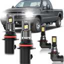Fits for 1999-2004 Ford F250 Fog Lights Bulbs Combo, 4pcs Super Bright White Dual Beam and Fog Lights Blubs Package, 1:1 Size as Stock Bulbs, Plug and Play