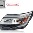 Chrome Bezel LED Headlights Compatible with 2016-2019 Ford Explorer | w/DRL Halogen Model Headlamp Front Light Assembly W/O LED control module With bulb Left Driver Side FO2518130