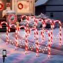 10 in 1 Christmas Candy Cane Snowflake Lights with Stakes, 16 Inch 8 Modes Christmas Candy Cane Pathway Marker Lights with Timer for Xmas Walkway Yard Lawn Outdoor Decor(Red, White)