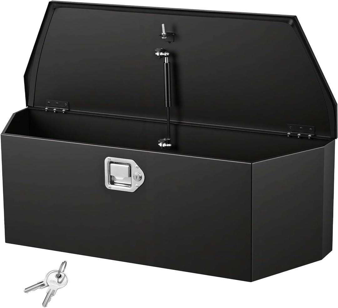 VEVOR Trailer Tongue Box, Heavy Duty Trailer Tongue Tool Box Storage Organizer, Utility Tool Chest for Pickup Truck Bed, RV, SUV, Off-Road Vehicle, Steel, 36" x 12" x 12", Upgraded Lock Version, 36" Black (with upgraded lock)