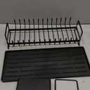 ANTOPY Small Dish Drying Rack - Compact Dish Rack for Kitchen Counter with Silicone Dish Drying Mat, Stainless Steel Dish Drainer for Kitchen Sink Cabinet, Space Saving Plate Rack Cutlery Holder