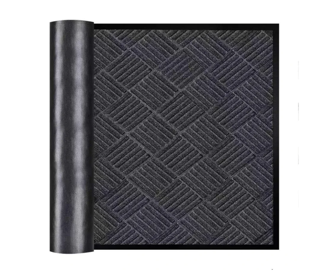 COCOER Commercial Rug, Entrance Floor Mat Rubber Border, 3' X 7' Grey Outdoor Door-Mat Commercial-Floor-Mat Muddy Dirt Resist, Heavy Duty Entry-Mat Entryway-Rug Indoor