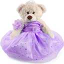 Quinceañera Teddy Bear with Dress – Quinceañera Decoration & Gift for Girls – Centerpiece Doll for Quinceañera – Lavender