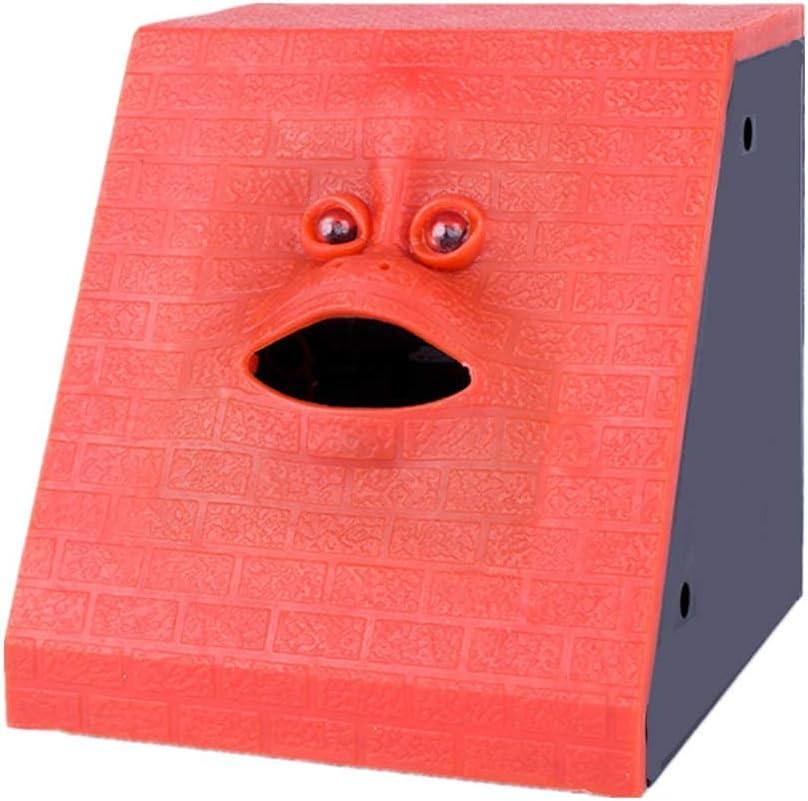 Youngine Novelty Face Bank Coin Eating Savings Bank Money Saving Collection Piggy Bank (Red Brick)