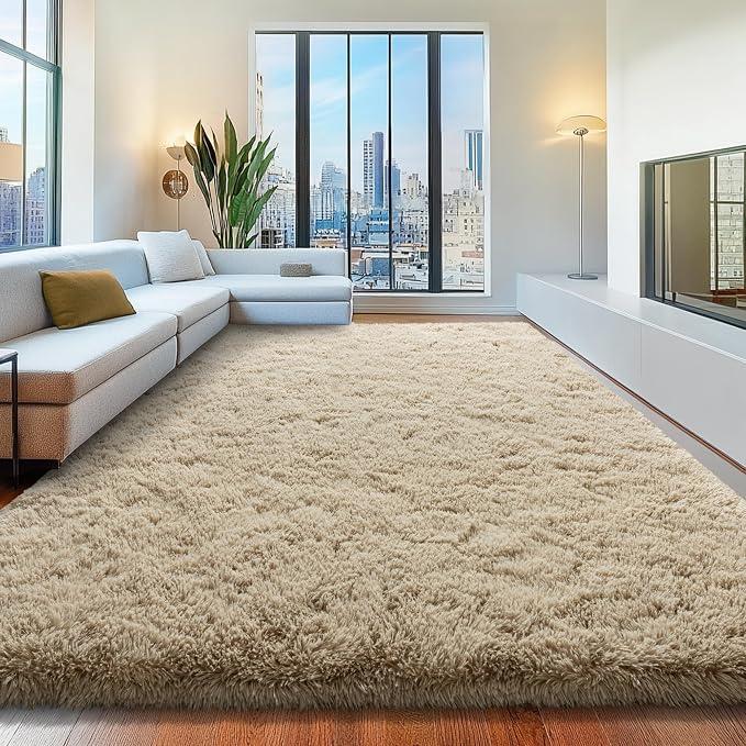 8x10 Light Tan Fluffy Shaggy Area Rug, Soft Large Carpet for Living Room
Large Aesthetic Rug for Nursery, Kids Room; Soft Plush Shag Carpet, Ideal for Indoor Home Decoration