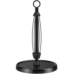 Black Paper Towel Holder Countertop, One-Handed Tear, Stainless Steel, Weighted Base, Ring Paper Towel Holder Stand with Ratchet System for Kitchen Farmhouse Essentials Decor
