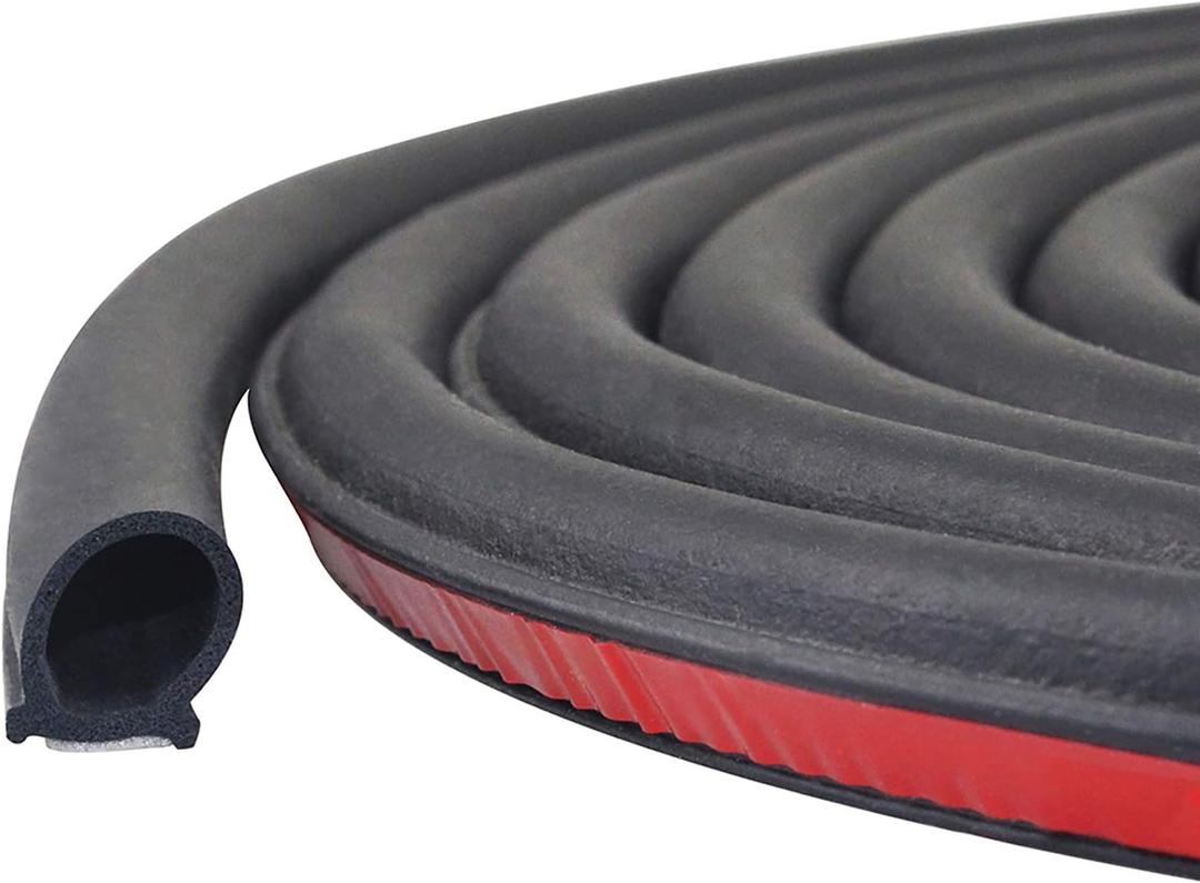 Universal Automotive Door Seal Strip D-Shape Self-Adhesive Weather Stripping for Car Truck Door Window Soundproof Noise Insulation Sealing (11/ 20" (W) x 11/ 20" (T) x 39.4' (L))