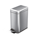 Home Zone Living 1-Pack 1.3 Gallon Small Bathroom Trash Can with Lid and Step Pedal, Stainless Steel Wastebasket with Slim Design for Home and Office, Silver, 5 Liters