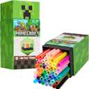 Minecraft Colouring Pens for Kids 48 Pieces Colouring for Kids Art Supplies Felt Tip Pens Washable Markers Gamer Gifts