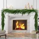 9FT Christmas Garlands Artificial Norfolk Pine Garlands Real Touch Winter Pine Garland for Table, Mantle, Wall, Indoor, Outdoor Christmas Decorations